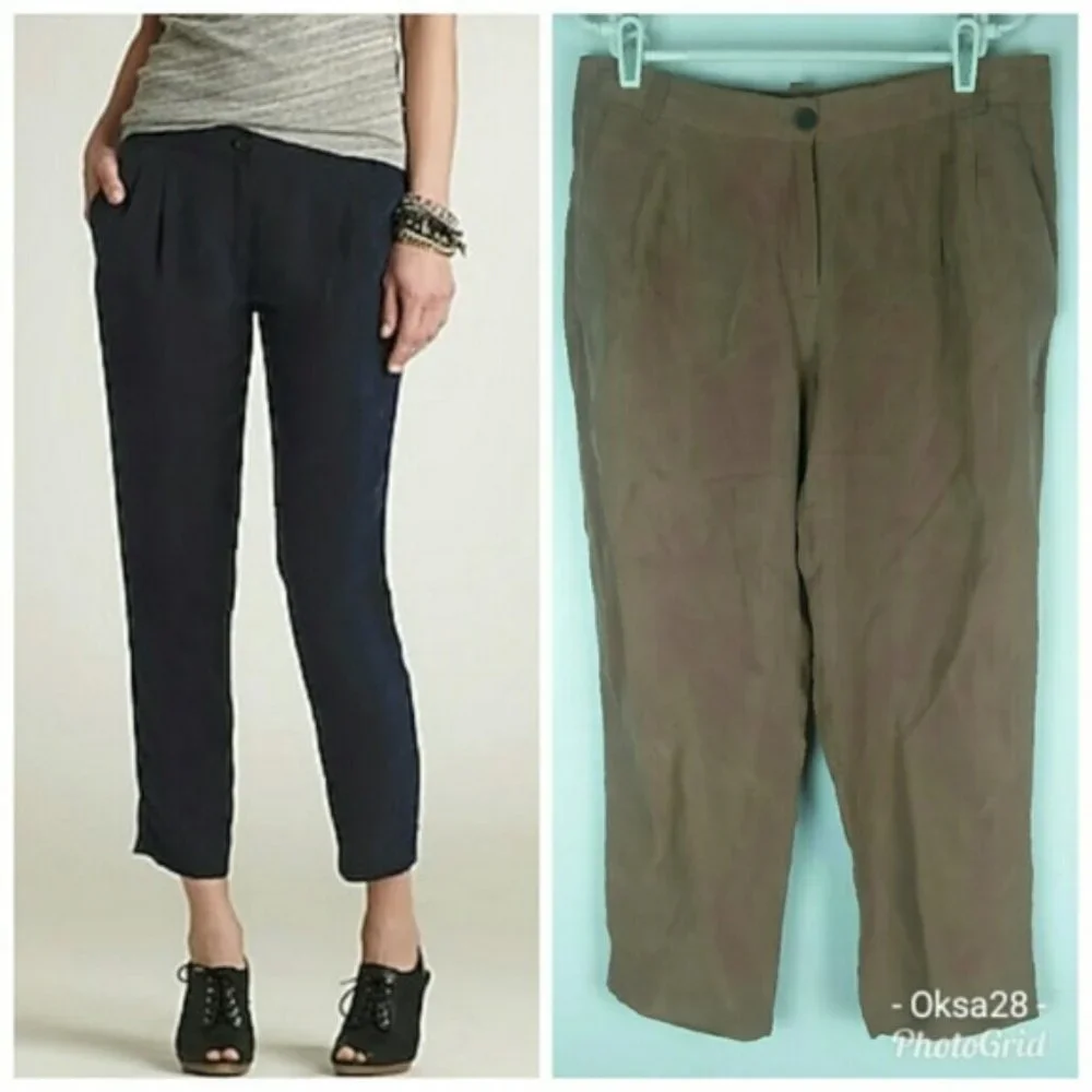 J. Crew City fit Cupro Élan Vegan silk Trouser pants cropped Sz.8